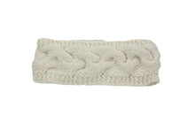 Load image into Gallery viewer, Hand knitted woolen headband with soft fleece liner - unisex