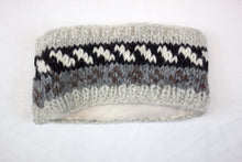 Load image into Gallery viewer, Hand knitted woolen headband with soft fleece liner - unisex