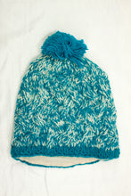 Load image into Gallery viewer, Hand knitted woolen pom pom beanie with soft fleece liner - unisex