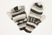 Load image into Gallery viewer, Hand knitted convertible woolen gloves with soft inner fleece liner - unisex
