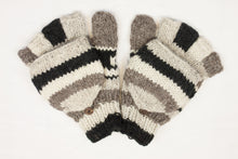 Load image into Gallery viewer, Hand knitted convertible woolen gloves with soft inner fleece liner - unisex