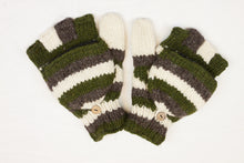 Load image into Gallery viewer, Hand knitted convertible woolen gloves with soft inner fleece liner - unisex