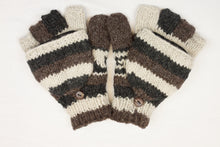 Load image into Gallery viewer, Hand knitted convertible woolen gloves with soft inner fleece liner - unisex