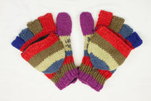 Load image into Gallery viewer, Hand knitted convertible woolen gloves with soft inner fleece liner - unisex