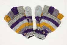 Load image into Gallery viewer, Hand knitted convertible woolen gloves with soft inner fleece liner - unisex