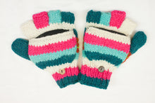 Load image into Gallery viewer, Hand knitted convertible woolen gloves with soft inner fleece liner - unisex