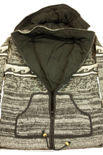Load image into Gallery viewer, Hand knitted woolen jacket/sweater with soft inner fleece - HMPWJ1