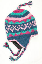 Load image into Gallery viewer, Hand knitted woolen Hat with soft fleece lining and ear flab - unisex