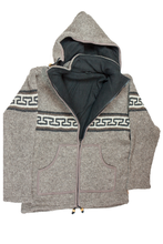 Load image into Gallery viewer, Hand knitted woolen jacket/sweater with soft inner fleece - HMPWJ12
