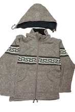 Load image into Gallery viewer, Hand knitted woolen jacket/sweater with soft inner fleece - HMPWJ12