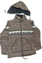 Load image into Gallery viewer, Hand knitted woolen jacket/sweater with soft inner fleece - HMPWJ13