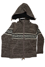 Load image into Gallery viewer, Hand knitted woolen jacket/sweater with soft inner fleece - HMPWJ14