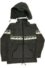 Load image into Gallery viewer, Hand knitted woolen jacket/sweater with soft inner fleece - HMPWJ16