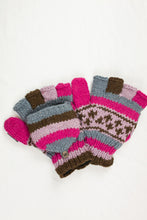 Load image into Gallery viewer, Hand knitted convertible woolen gloves with soft inner fleece liner - unisex