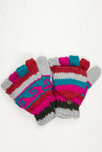 Load image into Gallery viewer, Hand knitted convertible woolen gloves with soft inner fleece liner - unisex