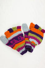 Load image into Gallery viewer, Hand knitted convertible woolen gloves with soft inner fleece liner - unisex