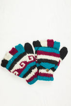 Load image into Gallery viewer, Hand knitted convertible woolen gloves with soft inner fleece liner - unisex