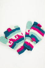 Load image into Gallery viewer, Hand knitted convertible woolen gloves with soft inner fleece liner - unisex