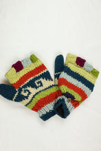 Load image into Gallery viewer, Hand knitted convertible woolen gloves with soft inner fleece liner - unisex
