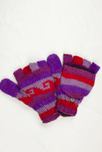 Load image into Gallery viewer, Hand knitted convertible woolen gloves with soft inner fleece liner - unisex
