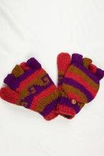Load image into Gallery viewer, Hand knitted convertible woolen gloves with soft inner fleece liner - unisex