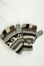 Load image into Gallery viewer, Hand knitted convertible woolen gloves with soft inner fleece liner - unisex