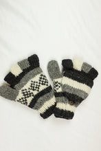 Load image into Gallery viewer, Hand knitted convertible woolen gloves with soft inner fleece liner - unisex