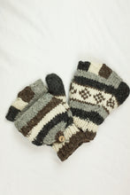 Load image into Gallery viewer, Hand knitted convertible woolen gloves with soft inner fleece liner - unisex