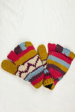 Load image into Gallery viewer, Hand knitted convertible woolen gloves with soft inner fleece liner - unisex