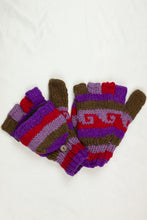 Load image into Gallery viewer, Hand knitted convertible woolen gloves with soft inner fleece liner - unisex