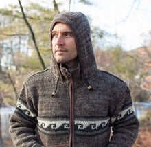 Load image into Gallery viewer, Hand knitted woolen jacket/sweater with soft inner fleece - HMPWJ13