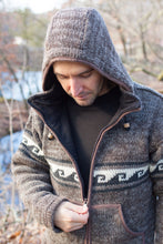 Load image into Gallery viewer, Hand knitted woolen jacket/sweater with soft inner fleece - HMPWJ13