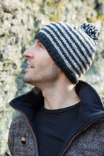 Load image into Gallery viewer, Hand knitted woolen pom pom beanie with soft fleece liner - unisex