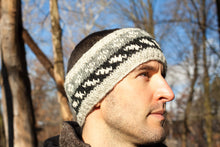 Load image into Gallery viewer, Hand knitted woolen headband with soft fleece liner - unisex