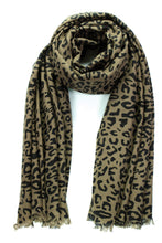 Load image into Gallery viewer, 70% Cashmere & 30% Silk Leopard Print Hand Crafted Long Winter Scarf Women