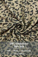 Load image into Gallery viewer, 70% Cashmere & 30% Silk Leopard Print Hand Crafted Long Winter Scarf Women