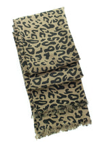 Load image into Gallery viewer, 70% Cashmere & 30% Silk Leopard Print Hand Crafted Long Winter Scarf Women