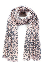 Load image into Gallery viewer, 70% Cashmere & 30% Silk Leopard Print Hand Crafted Long Winter Scarf Women