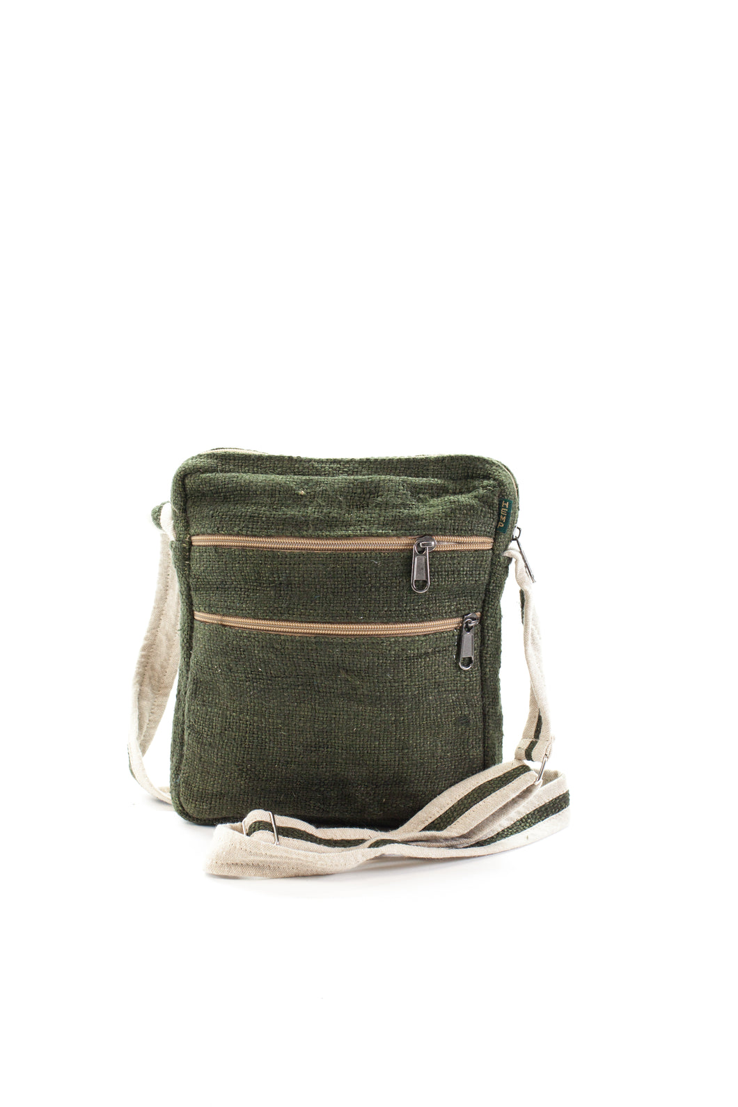 Handmade 100% Pure Hemp Cross Carry Bag - Green - HMPHBCC3