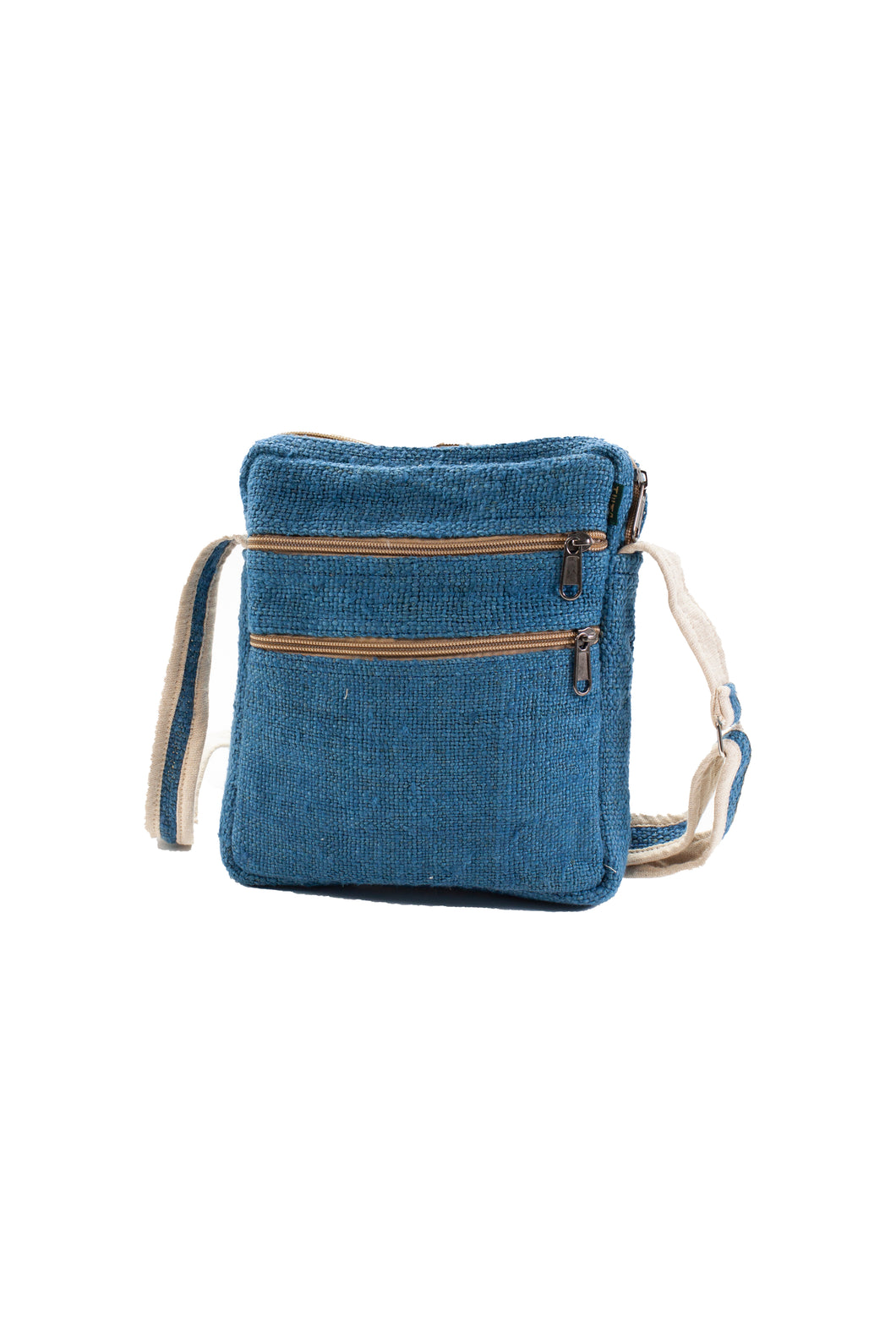 Handmade 100% Pure Hemp Cross Carry Bag - Blue - HMPHBCC4