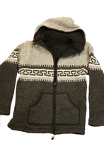 Load image into Gallery viewer, Hand knitted woolen jacket/sweater with soft inner fleece - HMPWJ2

