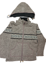 Load image into Gallery viewer, Hand knitted woolen jacket/sweater with soft inner fleece - HMPWJ12
