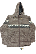 Load image into Gallery viewer, Hand knitted woolen jacket/sweater with soft inner fleece - HMPWJ13
