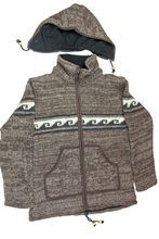 Load image into Gallery viewer, Hand knitted woolen jacket/sweater with soft inner fleece - HMPWJ13
