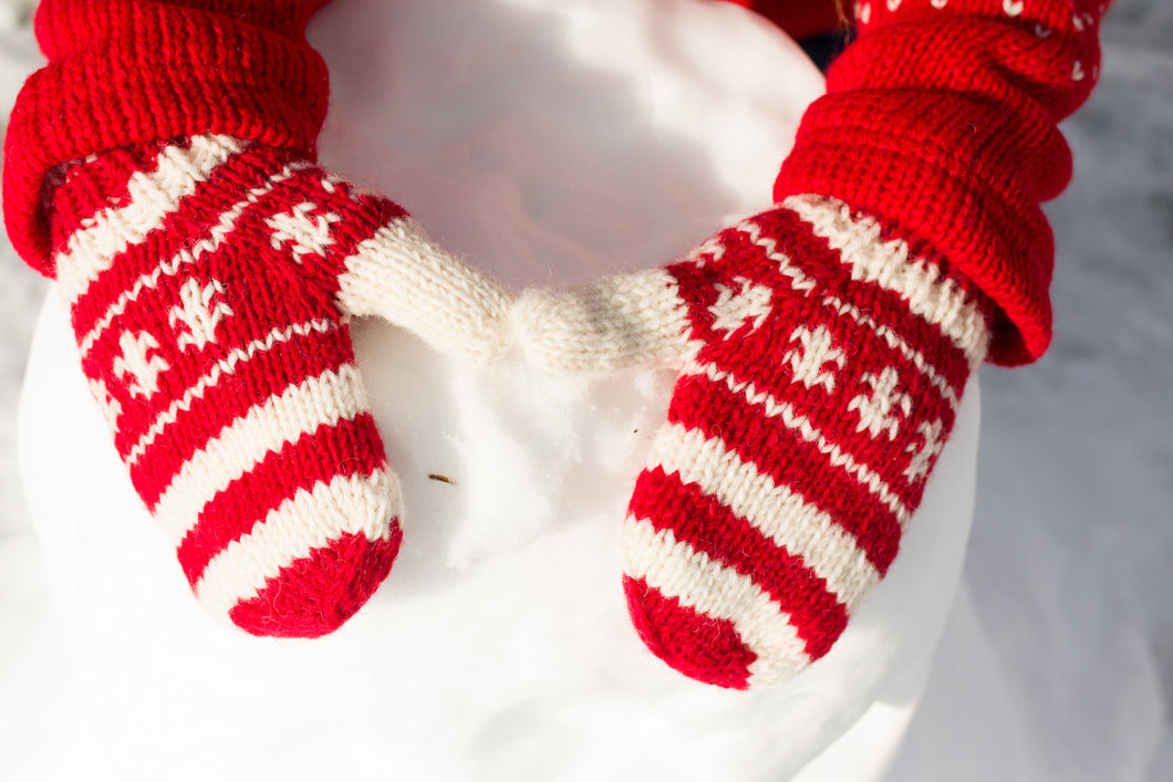 Hand knitted woolen mitten with soft fleece liner - unisex