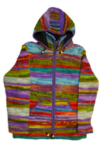 Load image into Gallery viewer, Hand knitted woolen jacket/sweater with soft inner fleece - HMPWJ3
