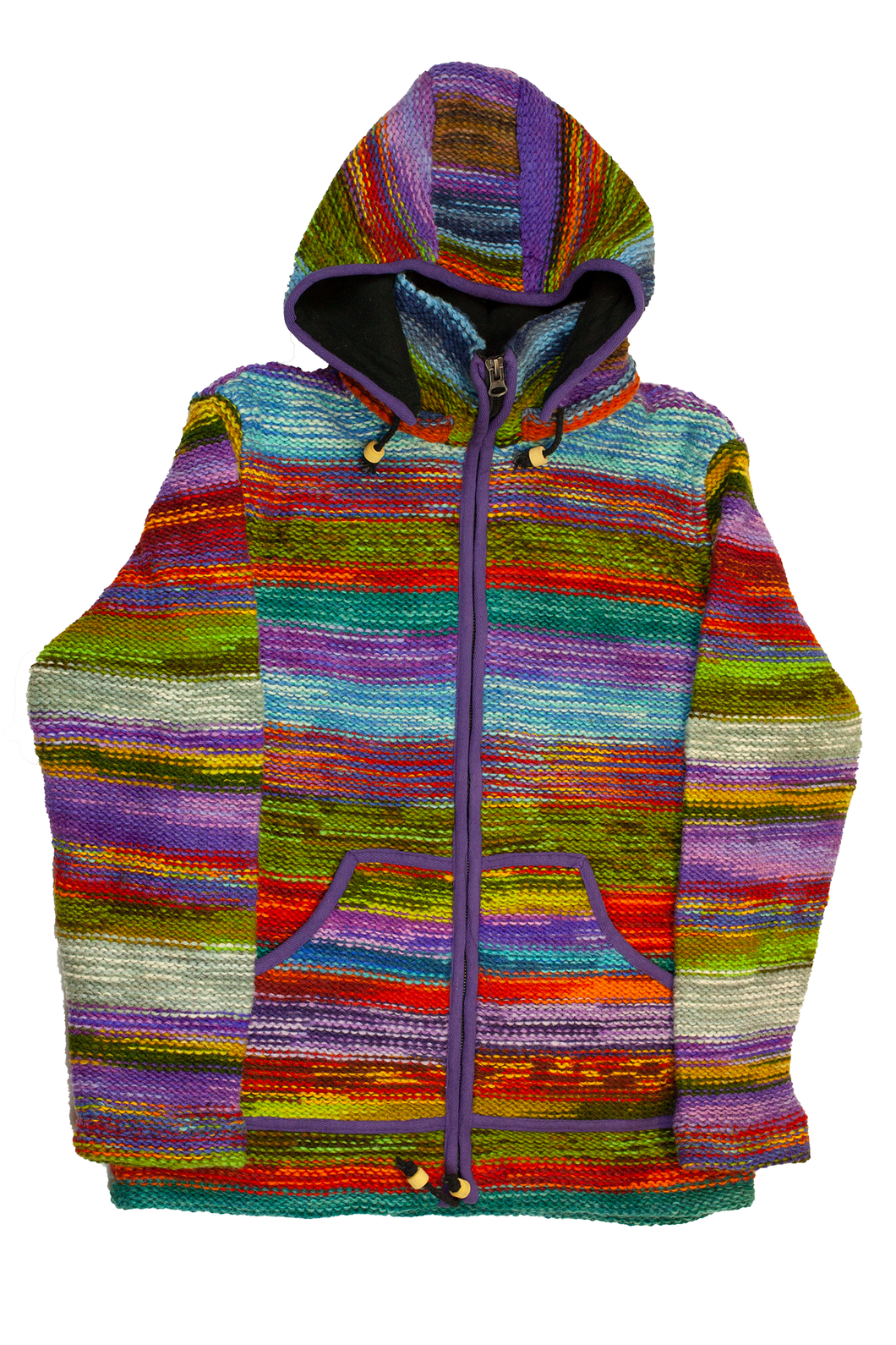 Hand knitted woolen jacket/sweater with soft inner fleece - HMPWJ3