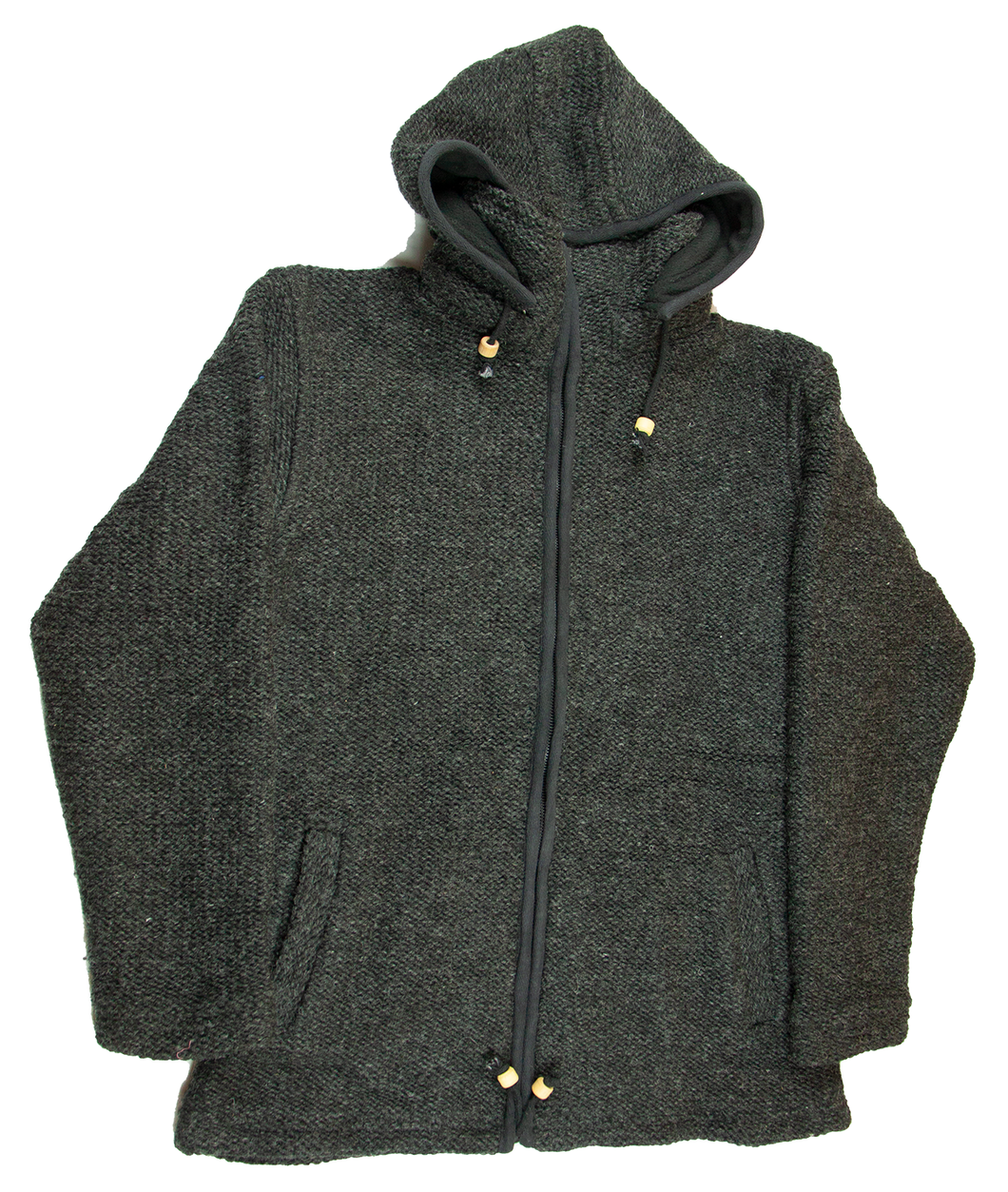 Hand knitted woolen jacket/sweater with soft inner fleece - HMPWJ5