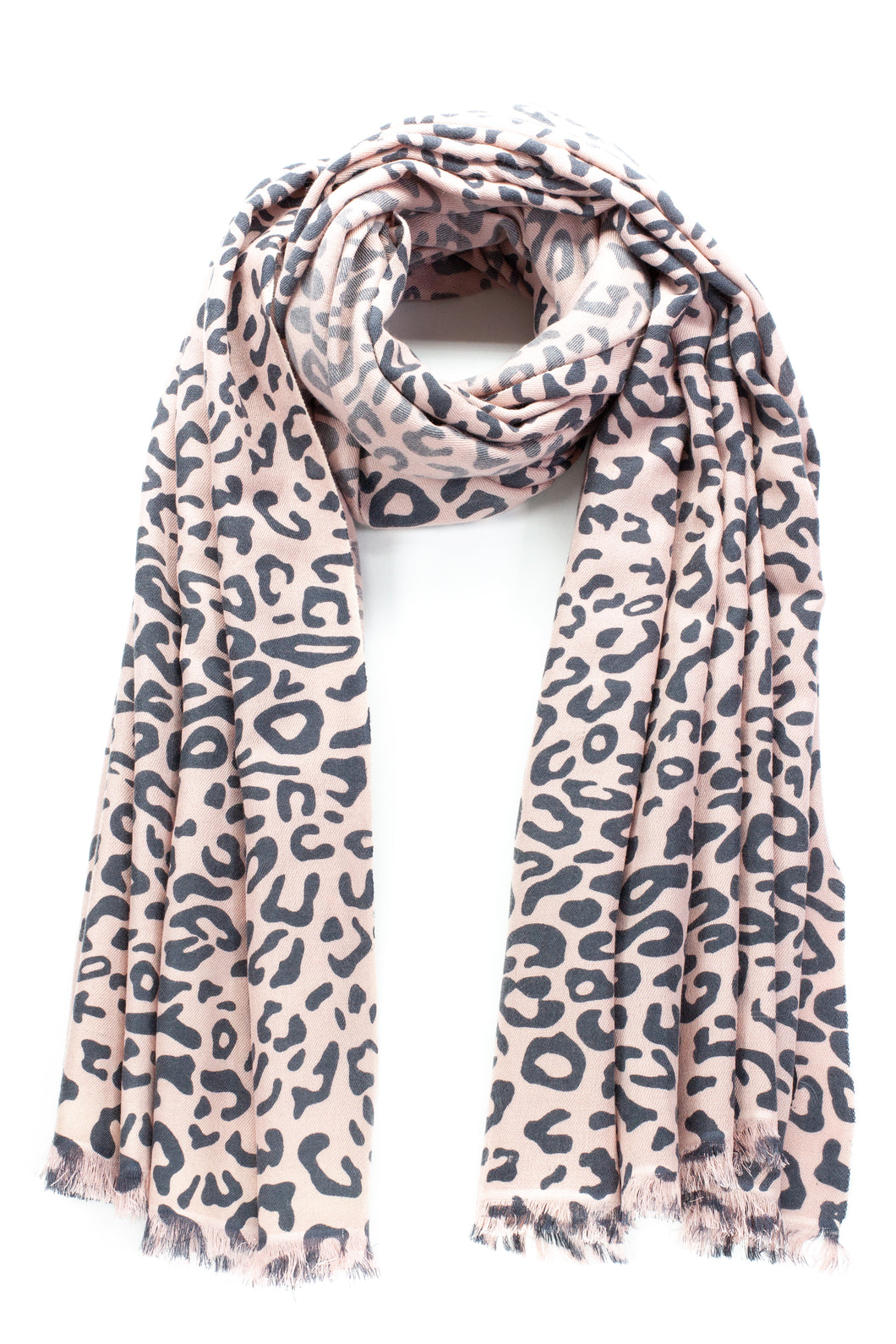 70% Cashmere & 30% Silk Leopard Print Hand Crafted Long Winter Scarf Women